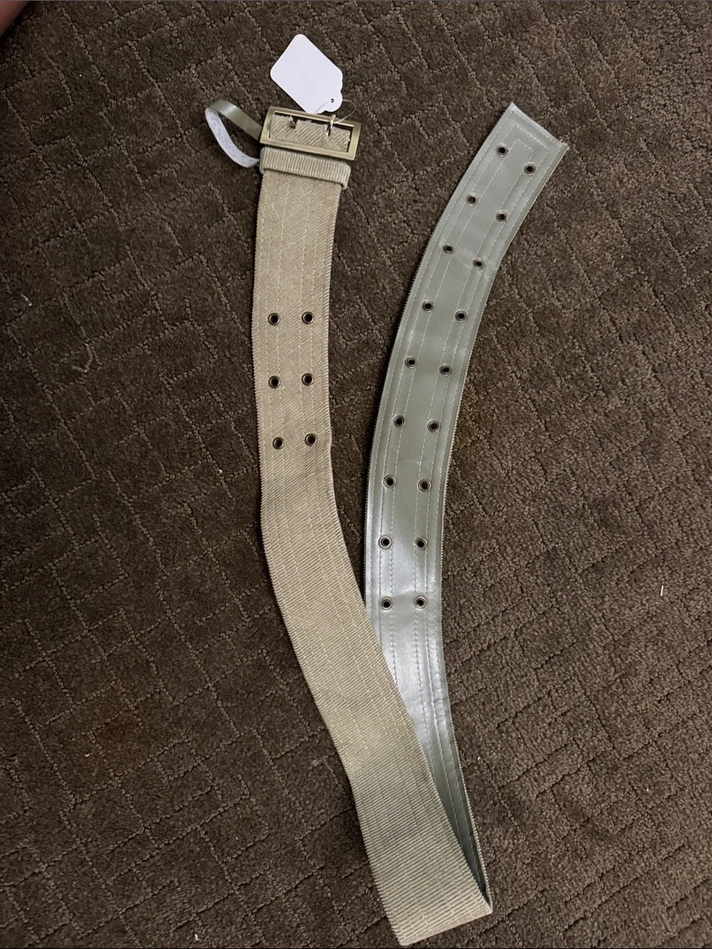 Wide Two-Texture Women's Belt in Light Khaki